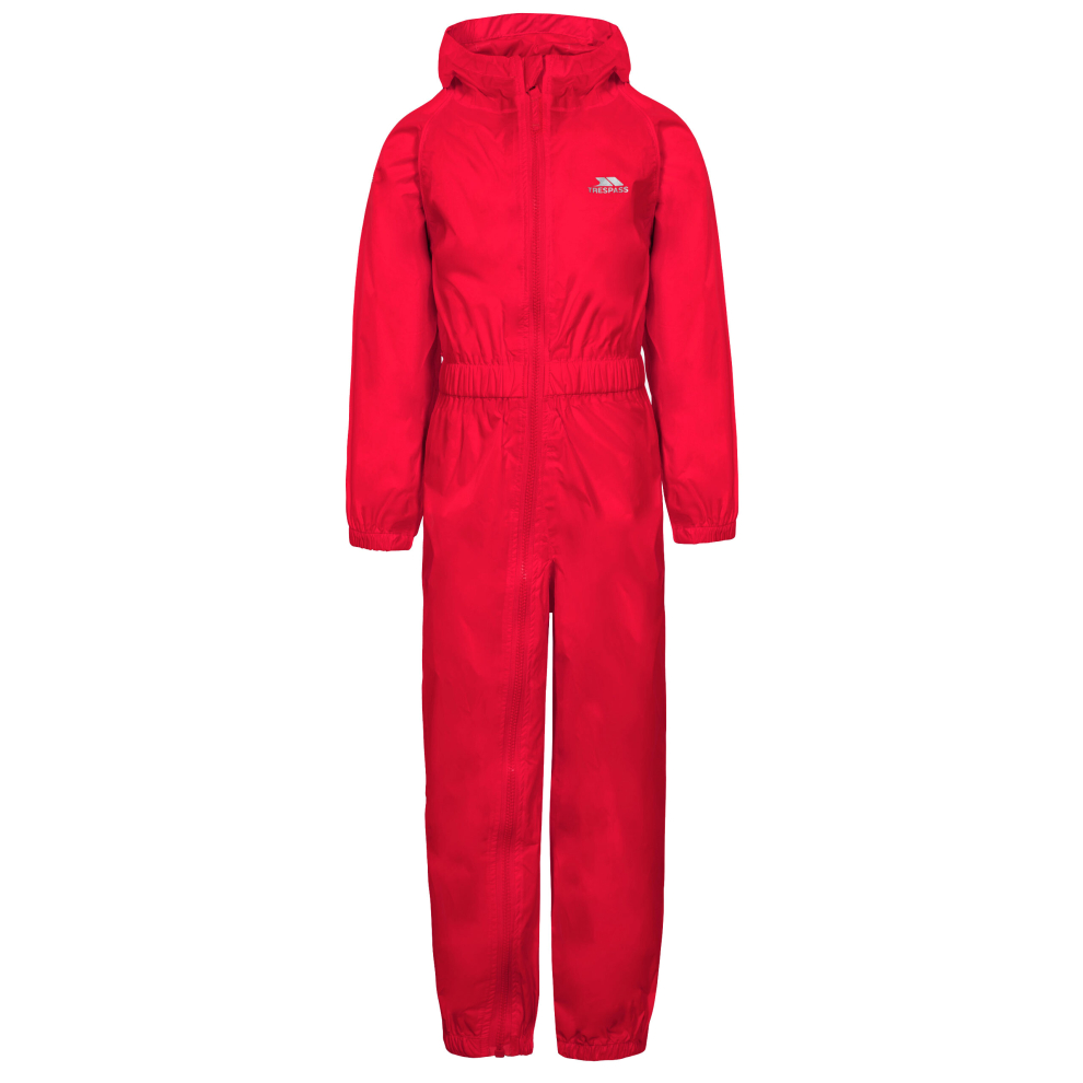 (7-8 Years, Red) Trespass Kids Rainsuit Waterproof Button