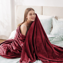 (Red, King) Fleece Blanket Thick Bed Mink Soft Warm Sofa Throw
