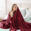 (Red, King) Fleece Blanket Thick Bed Mink Soft Warm Sofa Throw 1