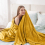 (Ochre, King) Fleece Blanket Thick Bed Mink Soft Warm Sofa Throw 1