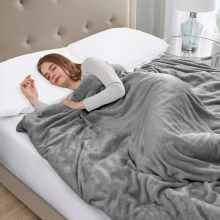 (Silver, Double) Fleece Blanket Thick Bed Mink Soft Warm Sofa Throw