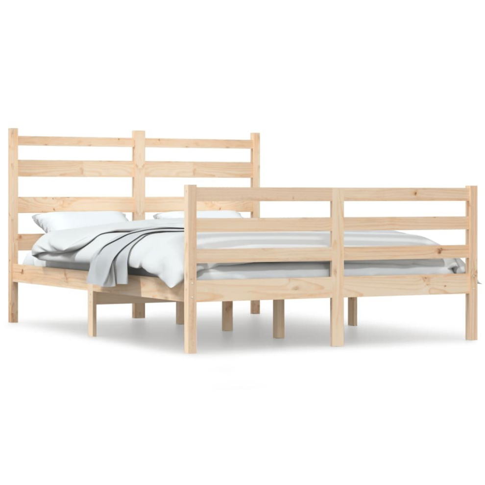 vidaXL Solid Wood Pine Bed Frame 160x200 cm Bedroom Wooden Bedstead Bed Base