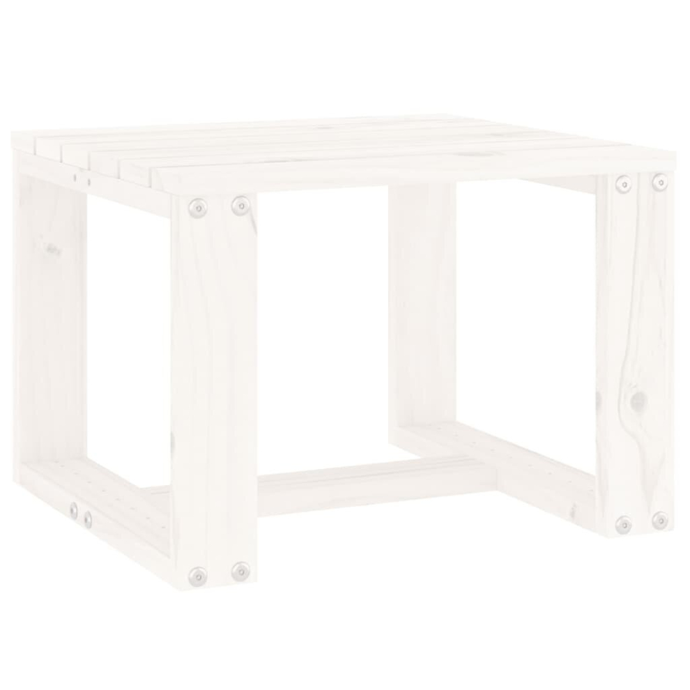 vidaXL Garden Side Table Outdoor Table Dining Table White Solid Wood Pine