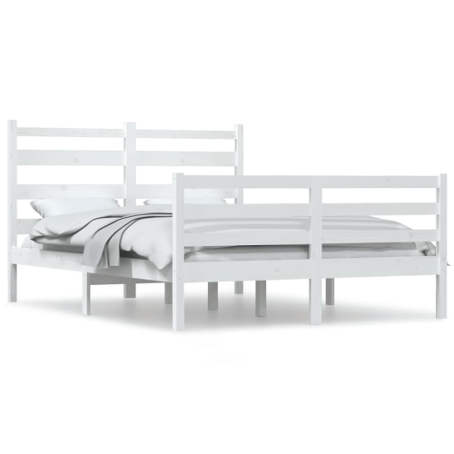 VidaXL vidaXL Solid Wood Pine Bed Frame 160x200 cm White Wooden Bedstead Platform Bed
