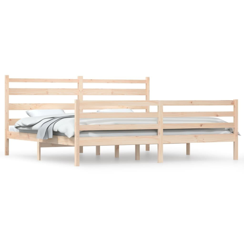 vidaXL Solid Wood Pine Bed Frame 200x200 cm Bedroom Wooden Bedstead Bed Base