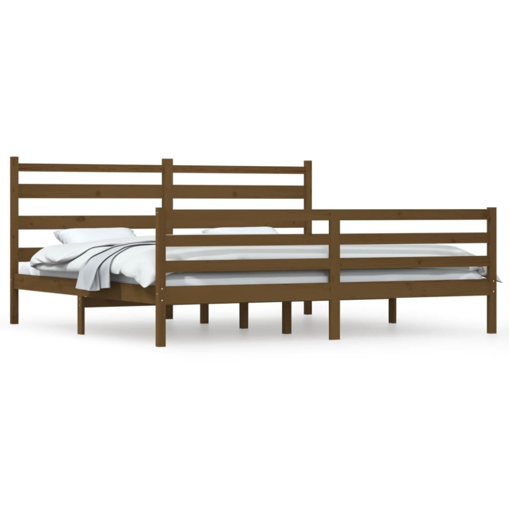 vidaXL Solid Wood Pine Bed Frame 200x200 cm Wooden Platform Bed Honey Brown