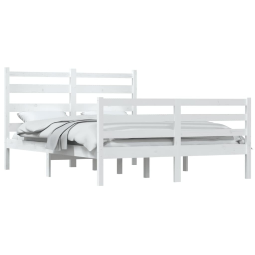VidaXL vidaXL Solid Wood Pine Bed Frame 160x200 cm White Wooden Bedstead Platform Bed 2