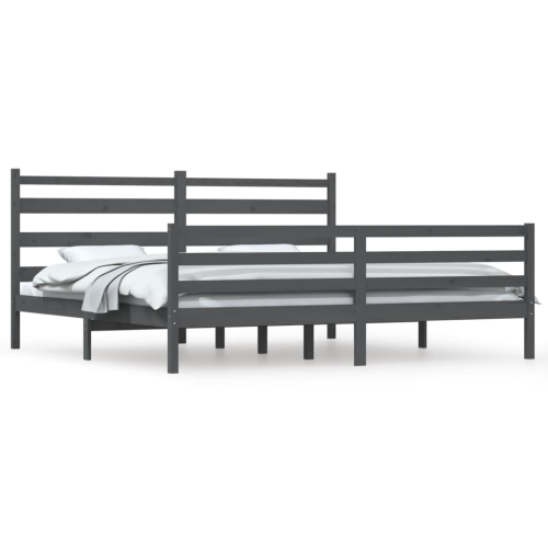 VidaXL vidaXL Solid Wood Pine Bed Frame 200x200 cm Grey Wooden Bedstead Platform Bed 1
