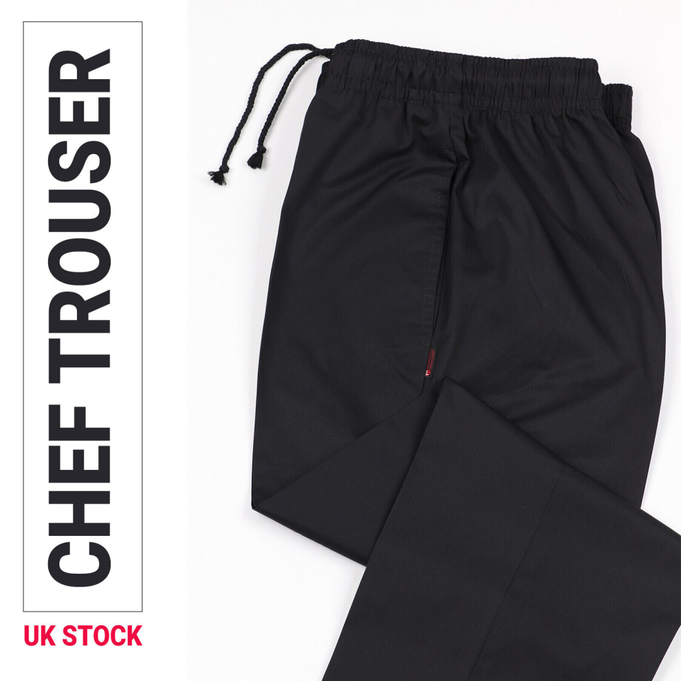 (XXL / 16, 29" - SHORT) CHEF TROUSER BLACK restaurent Kitchen CHEF TROUSER