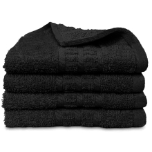 (Black) 4 X Luxury Face Cloths -600 GSM- Premium Egyptian Cotton Flannel Wash Cloth Towel Set for Gym, Spa (30X30CM)