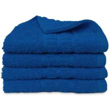(Blue) 4 X Luxury Face Cloths -600 GSM- Premium Egyptian Cotton Flannel Wash Cloth Towel Set for Gym, Spa (30X30CM)