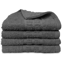(Grey) 4 X Luxury Face Cloths -600 GSM- Premium Egyptian Cotton Flannel Wash Cloth Towel Set for Gym, Spa (30X30CM)
