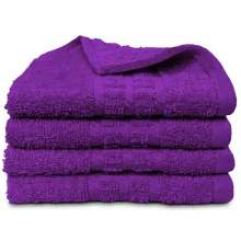 (Purple) 4 X Luxury Face Cloths -600 GSM- Premium Egyptian Cotton Flannel Wash Cloth Towel Set for Gym, Spa (30X30CM)