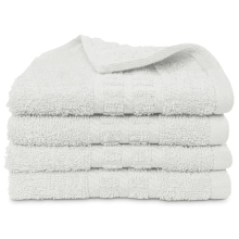 (White) 4 X Luxury Face Cloths -600 GSM- Premium Egyptian Cotton Flannel Wash Cloth Towel Set for Gym, Spa (30X30CM)