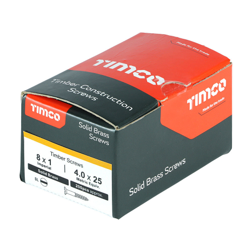 TIMco TIMCO Solid Brass Countersunk Woodscrews - 8 x 1 2