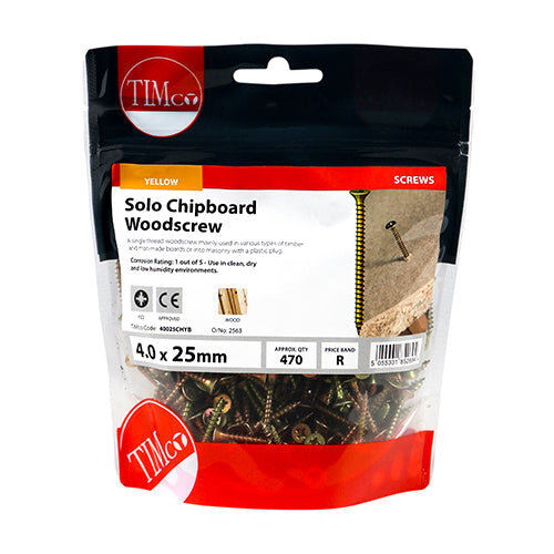 TIMco TIMCO Solo Countersunk Gold Woodscrews - 4.0 x 25 2