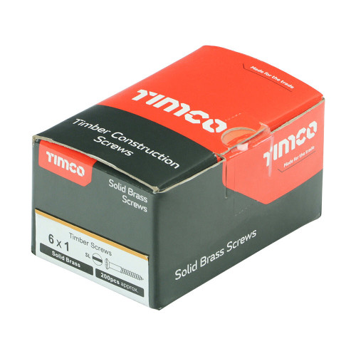 TIMco TIMCO Solid Brass Round Head Woodscrews - 6 x 1 2