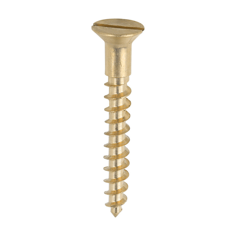 TIMCO Solid Brass Countersunk Woodscrews - 10 X 1 1/2