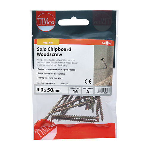 TIMco TIMCO Solo Countersunk Gold Woodscrews - 4.0 x 50 2