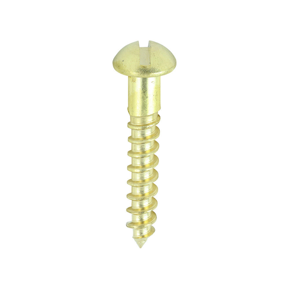 TIMCO Solid Brass Round Head Woodscrews - 8 x 1