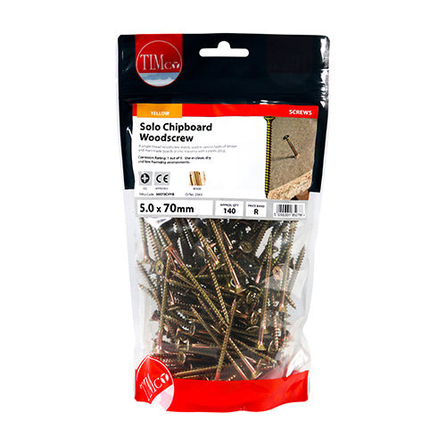TIMco TIMCO Solo Countersunk Gold Woodscrews - 5.0 x 70 2