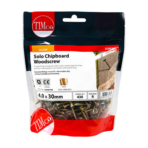 TIMco TIMCO Solo Countersunk Gold Woodscrews - 4.0 x 30 2