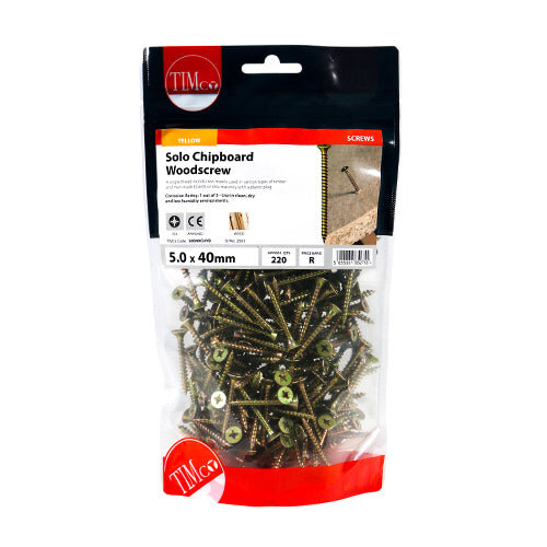 TIMco TIMCO Solo Countersunk Gold Woodscrews - 5.0 x 40 2