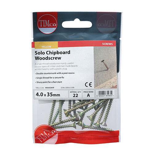 TIMco TIMCO Solo Countersunk Gold Woodscrews - 4.0 x 35 2