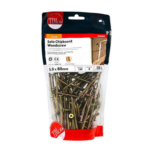 TIMco TIMCO Solo Countersunk Gold Woodscrews - 5.0 x 80 2
