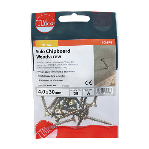 TIMco TIMCO Solo Countersunk Gold Woodscrews - 4.0 x 30 2