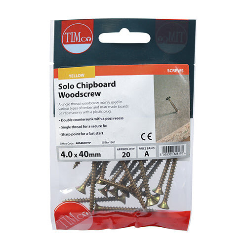 TIMco TIMCO Solo Countersunk Gold Woodscrews - 4.0 x 40 2