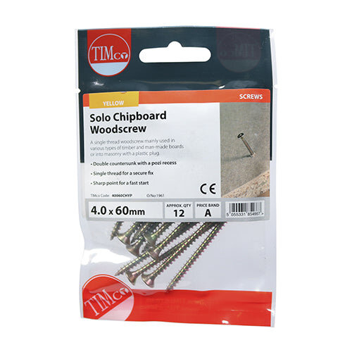 TIMco TIMCO Solo Countersunk Gold Woodscrews - 4.0 x 60 2