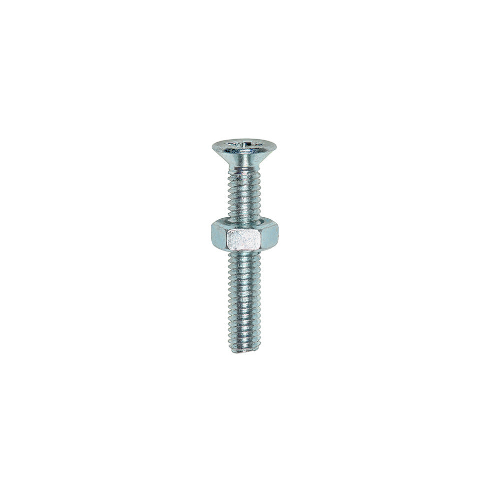 Timco Machine Countersunk Screws & Hex Nut - M5 X 20 Silver
