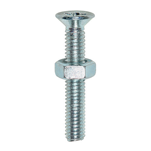 TIMco TIMCO Machine Countersunk Screws & Hex Nut Silver - M6 x 40