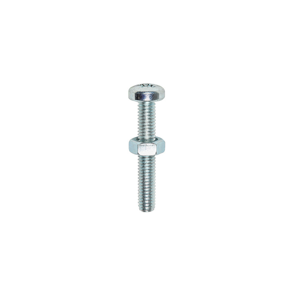Timco Machine Pan Head Screws & Hex Nut - M6 X 40 Silver