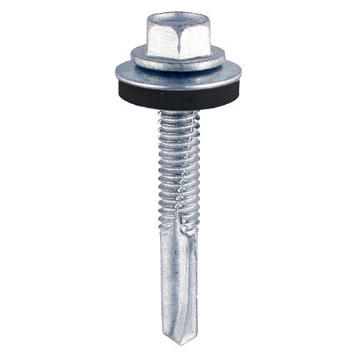 TIMco TIMCO Self-Drilling Heavy Section Silver Drill Screw with EPDM Washer - 5.5 x 80