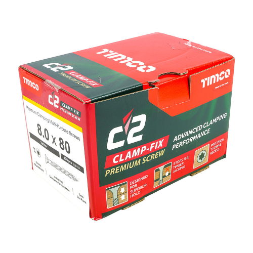 TIMco TIMCO C2 Clamp-Fix Multi-Purpose Premium Countersunk Gold Woodscrews - 8.0 x 80 2