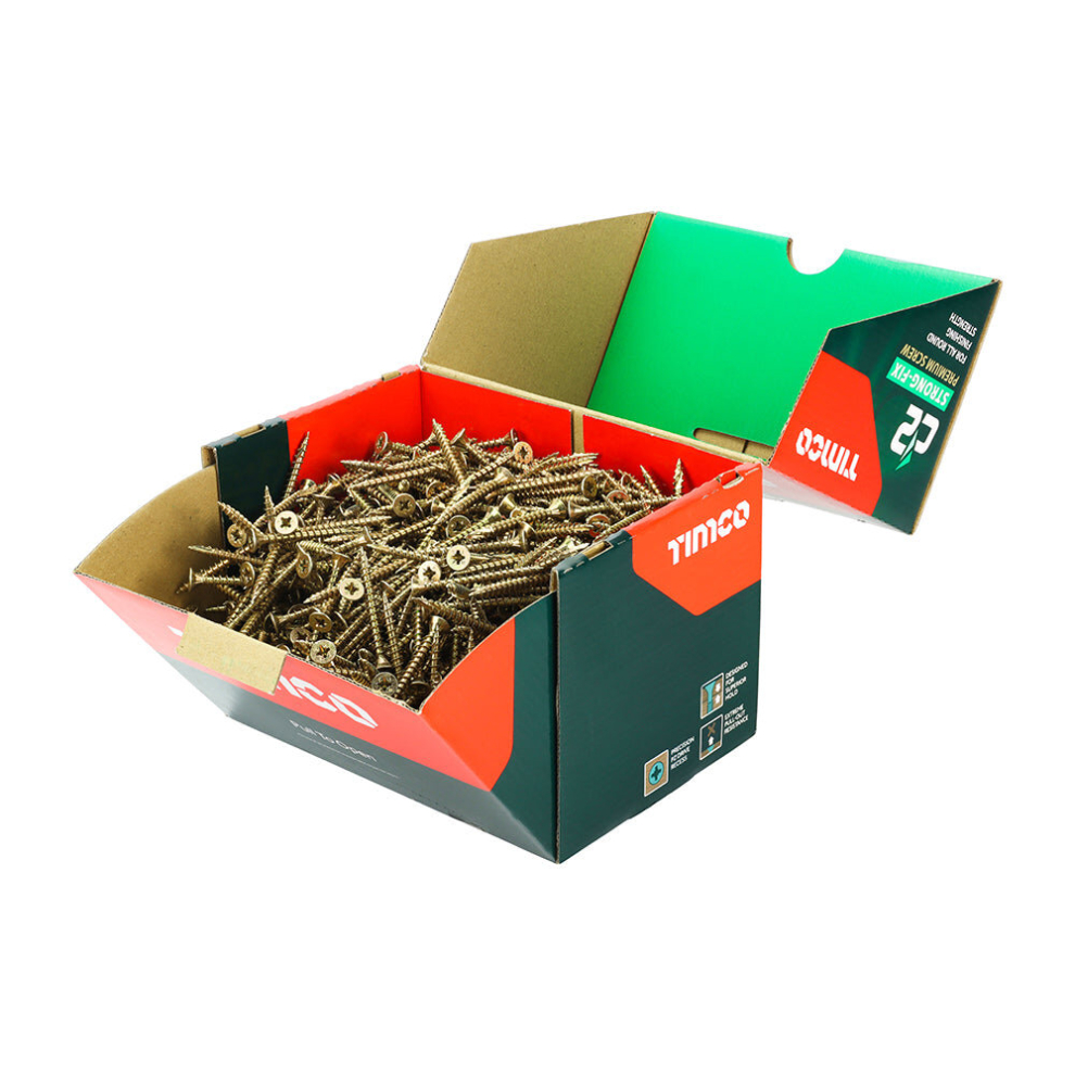 Timco C2 Strong-Fix Multi-Purpose Premium Countersunk Woodscrews - 5.0 X 50 Gold