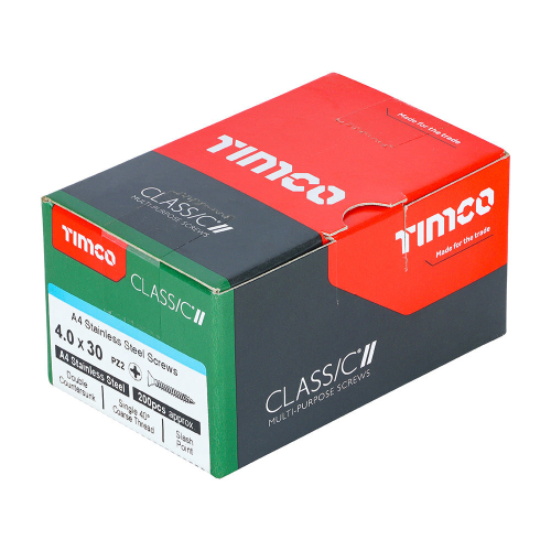 TIMco TIMCO Classic Multi-Purpose Countersunk A4 Stainless Steel Woodcrews - 4.0 x 30 2