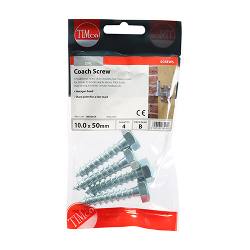 TIMco TIMCO Coach Screws Hex Head Silver  - 10.0 x 50 2