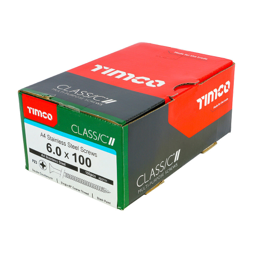 TIMco TIMCO Classic Multi-Purpose Countersunk A4 Stainless Steel Woodcrews - 6.0 x 100 2