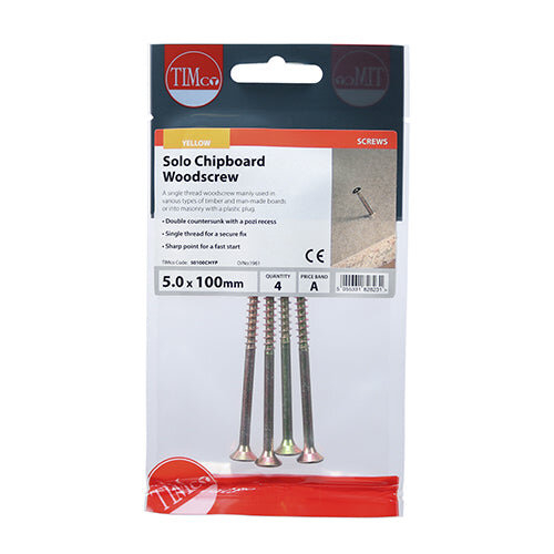 TIMco TIMCO Solo Countersunk Gold Woodscrews - 5.0 x 100 2