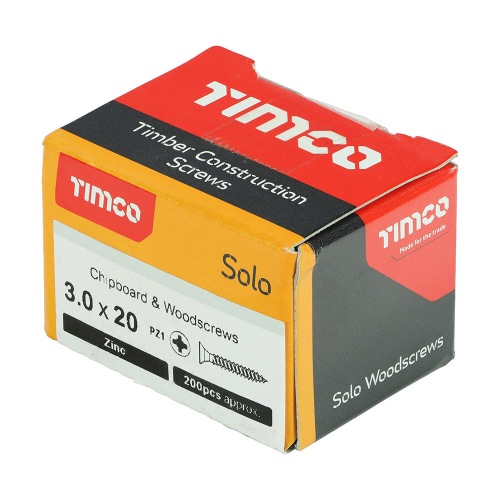 TIMco TIMCO Solo Countersunk Silver Woodscrews - 3.0 x 20 2