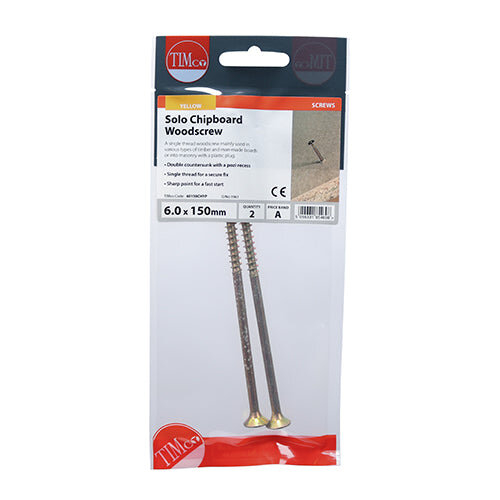 TIMco TIMCO Solo Countersunk Gold Woodscrews - 6.0 x 150 2