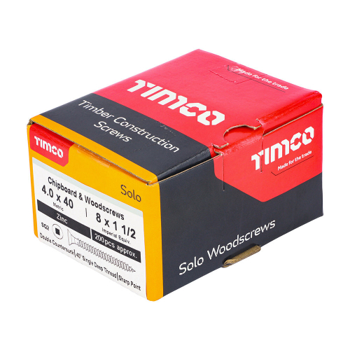 TIMco TIMCO Solo Countersunk Silver Woodscrews - 4.0 x 40 2