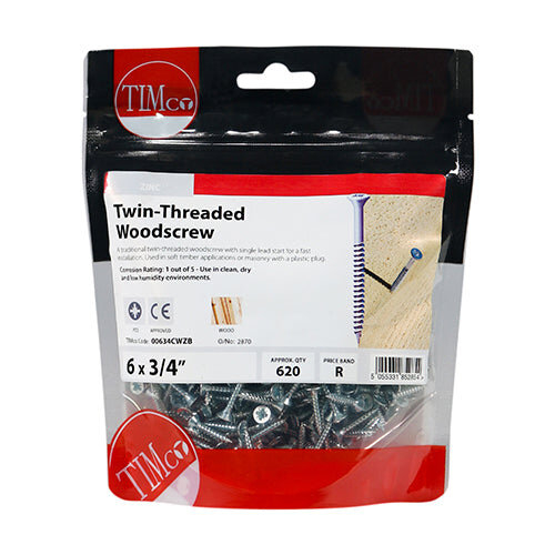 TIMco TIMCO Twin-Threaded Countersunk Silver Woodscrews - 6 x 3/4 2