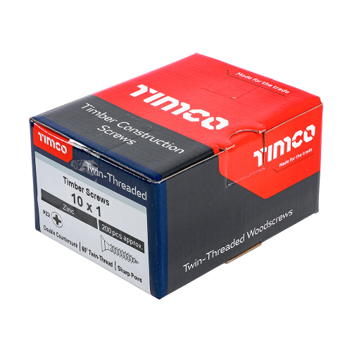 TIMco TIMCO Twin-Threaded Countersunk Silver Woodscrews - 10 x 1 2