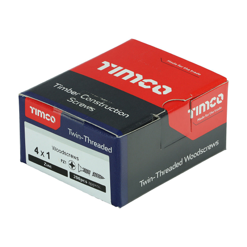 TIMco TIMCO Twin-Threaded Countersunk Silver Woodscrews - 4 x 1 2
