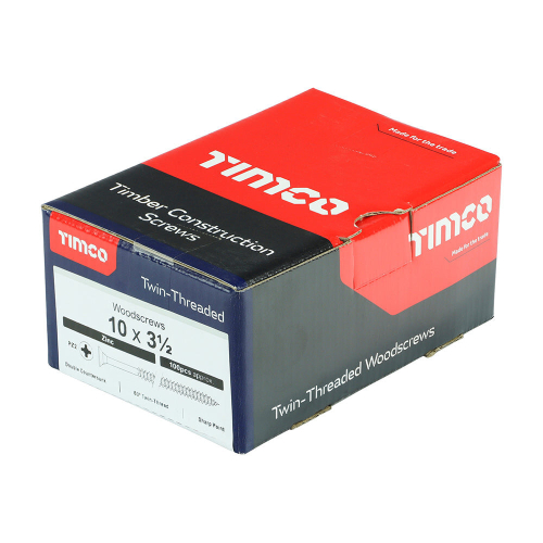 TIMco TIMCO Twin-Threaded Countersunk Silver Woodscrews - 10 x 3 1/2 2