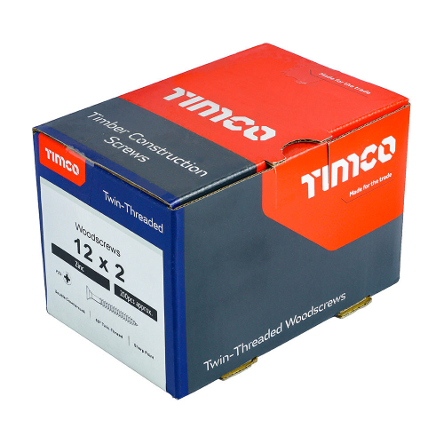 TIMco TIMCO Twin-Threaded Countersunk Silver Woodscrews - 12 x 2 2